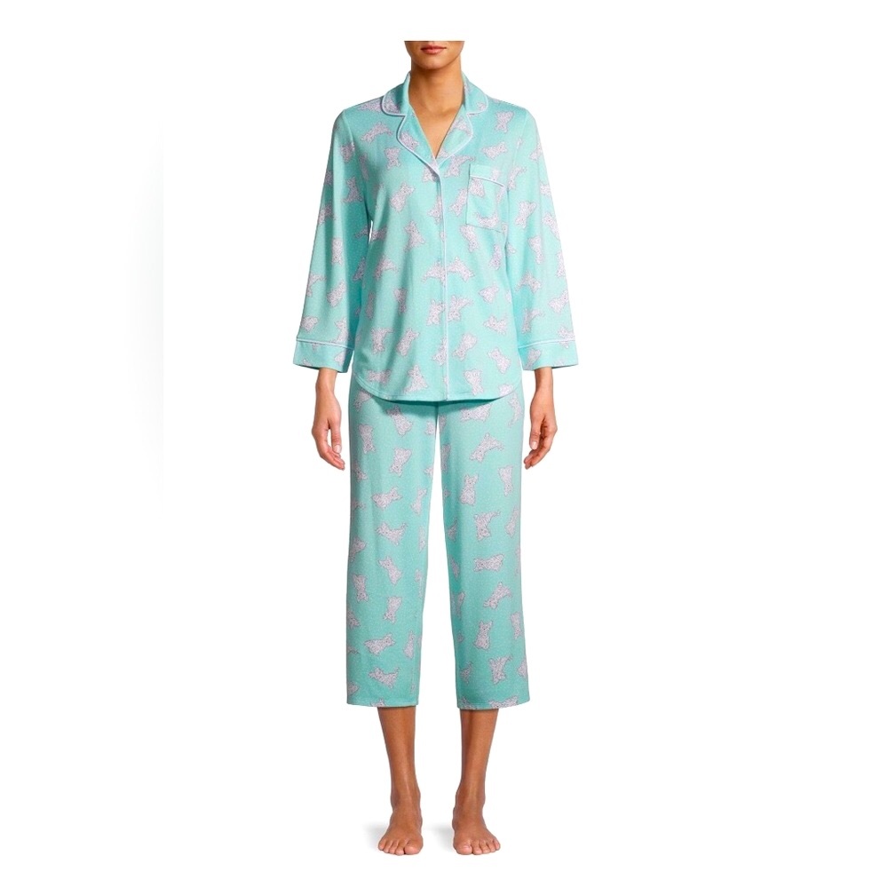 SECRET TREASURES Womens Dog Theme PJs Size Medium 8-10 Soft Knit New